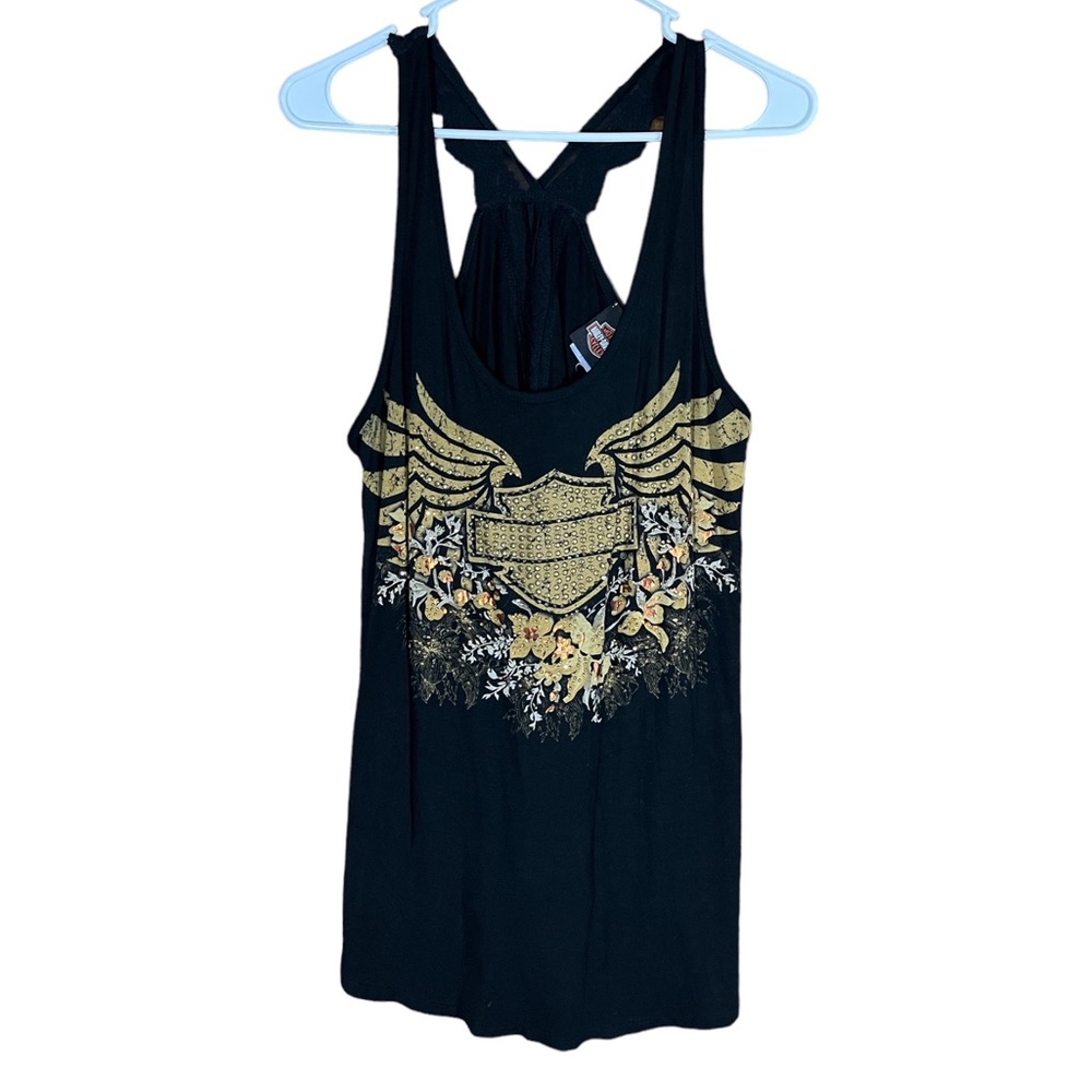 Womens Harley Davidson Studded Tank Top Black Motorcycles Bikers